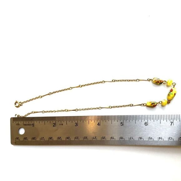 Yellow  glass hand painted beaded choker necklace - Picture 7 of 7